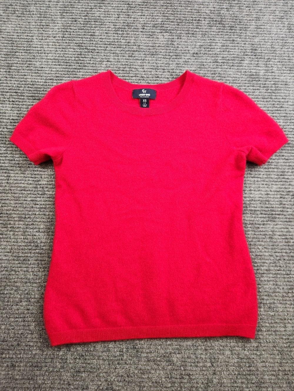 Lands’ End Womans 100% Cashmere Short Sleeve Sweater XS 2-4 Preppy Classic